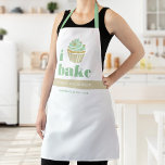 Retro Mint Green Gold Cupcake Bake Bold Typography Apron<br><div class="desc">Here’s a wonderful way to add to the fun of baking, as well as further promote your business. Add extra sparkle to your culinary adventures whenever you wear this elegant, sophisticated, simple, and modern apron. “I bake” in dusty mint green bold, typography, a graphic green and gold glitter cupcake and...</div>