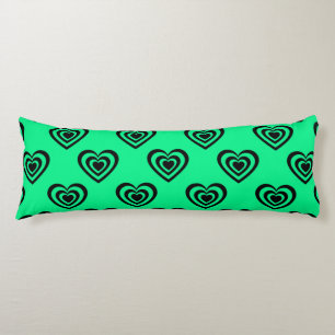 Retro Mint Green Hypnotic Heart Pattern Body Cushion