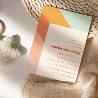 Retro Mint Orange Boho Stripes Couples Baby Shower