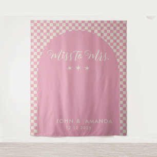 Retro Miss to Mrs Bridal Shower Pink Mod Modern Tapestry