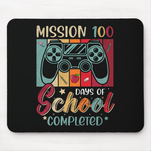 Retro Mission 100 Days Of School Completed Video G Mouse Mat (Front)