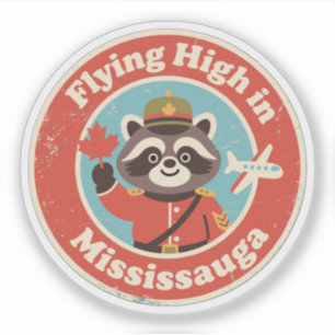 Retro Mississauga Racoon Flying