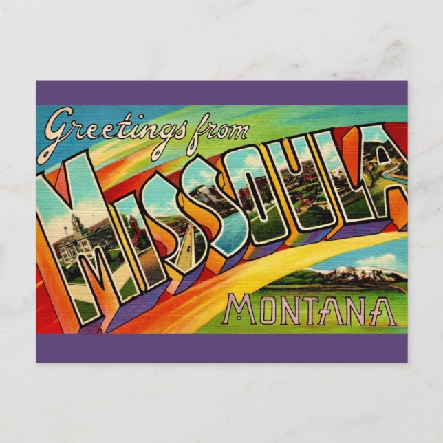 Retro Missoula MT  Postcard (Front)