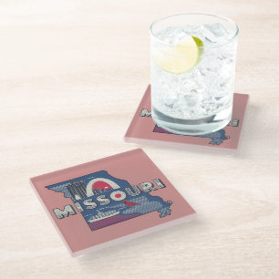 Retro Missouri Silhouette Glass Coaster