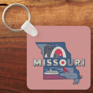 Retro Missouri Silhouette Key Ring
