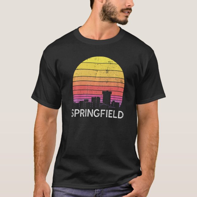 Retro Missourii Springfield Skyline Vintage Urban  T-Shirt (Front)