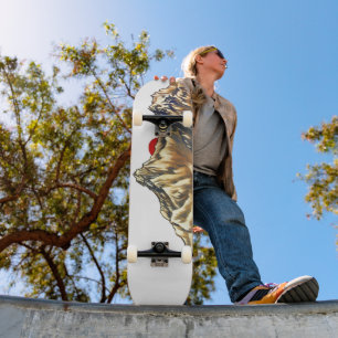 Retro Misty Mountain Sunrise Watercolor Skateboard