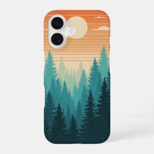 Retro Misty Pines iPhone 16 Case