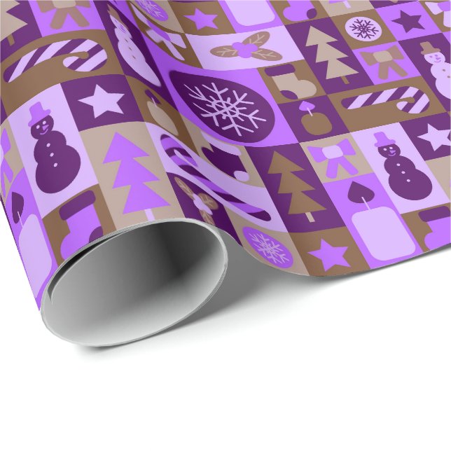 Retro Mixed Christmas Patchwork Wrapping Paper (Roll Corner)