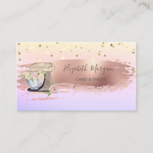 Retro Mixer Flower,Confetti, Brush Stroke Ombre Business Card