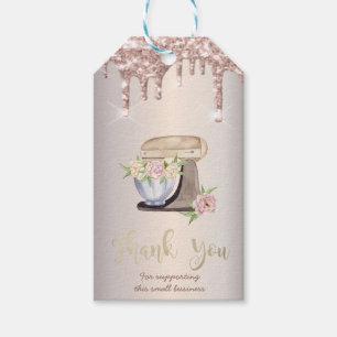 Retro Mixer Flowers Glitter Drips Bakery Gift Tags