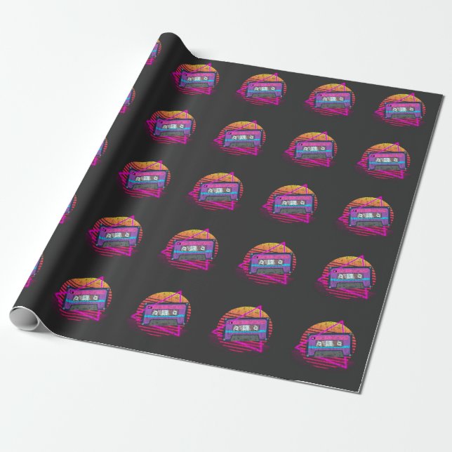 Retro Mixtape Vaporwave Music Sunset Tape Wrapping Paper (Unrolled)