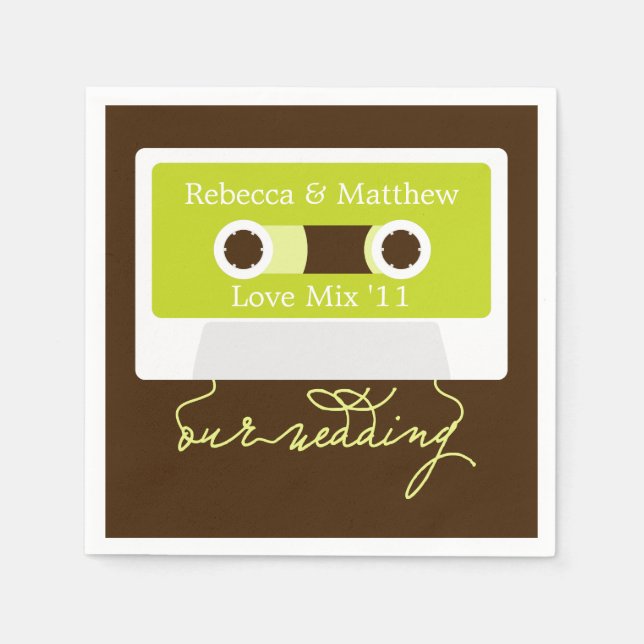 Retro Mixtape Wedding Napkin (Front)