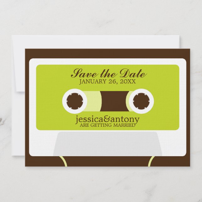 Retro Mixtape Wedding Save the Date (Front)