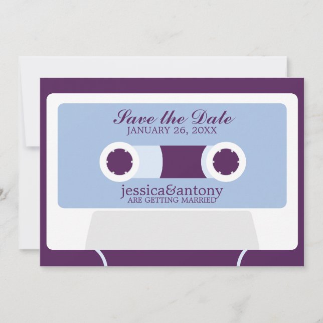 Retro Mixtape Wedding Save the Date Invitation (Front)