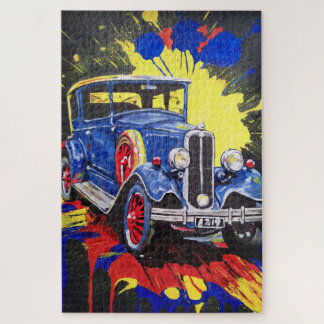 retro, mobile, car, vintage, jigsaw puzzle