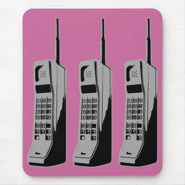 Retro Mobile Phone Graphic Mouse Mat (Front)