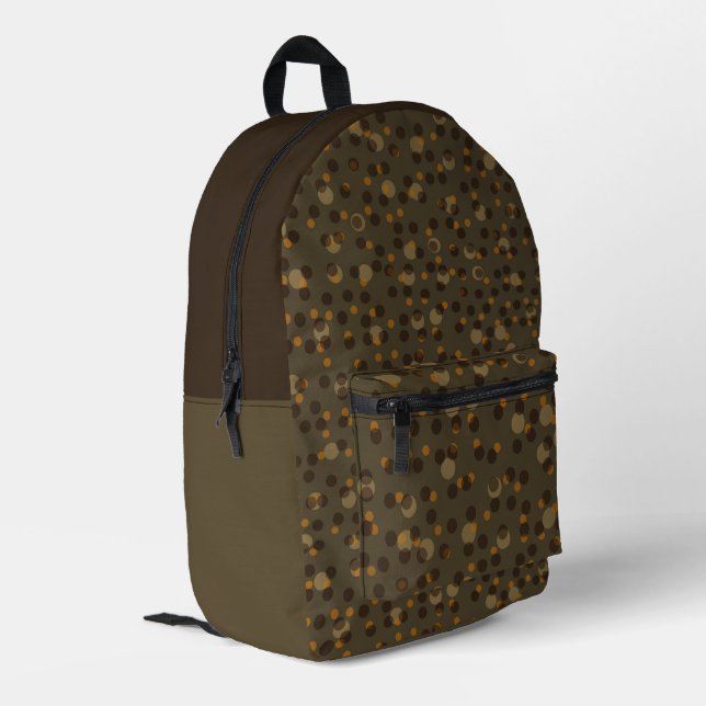 Retro Mocha Latte 1970s Bubble Dream   Printed Backpack (Back Corner Left)