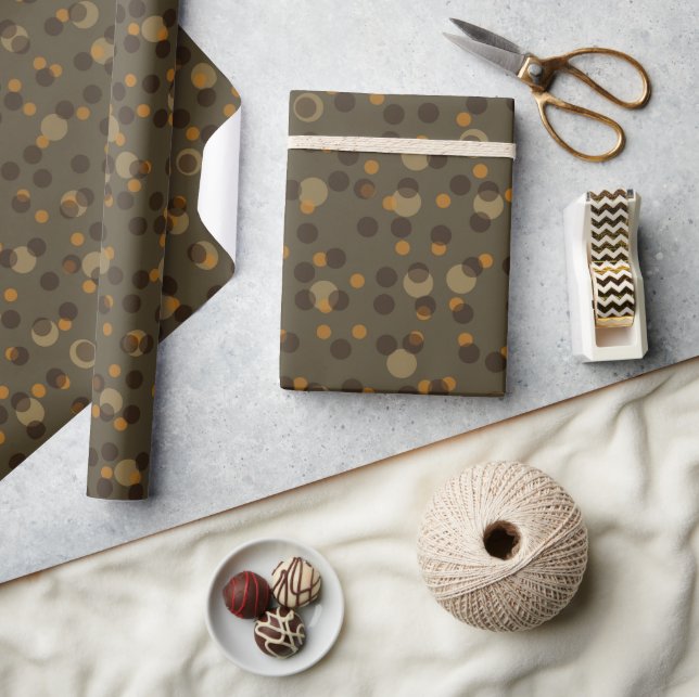 Retro Mocha Latte 1970s Bubble Dream   Wrapping Paper (Crafts)