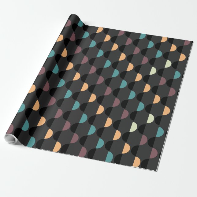 Retro Mod 1960s Optical Illusion Geometric Art Wrapping Paper (Unrolled)