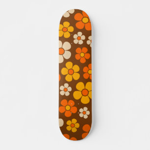 Retro Mod 1960s Style Flower Pattern Skateboard