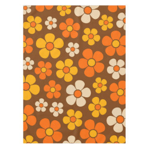 Retro Mod 1960s Style Flower Pattern Tablecloth