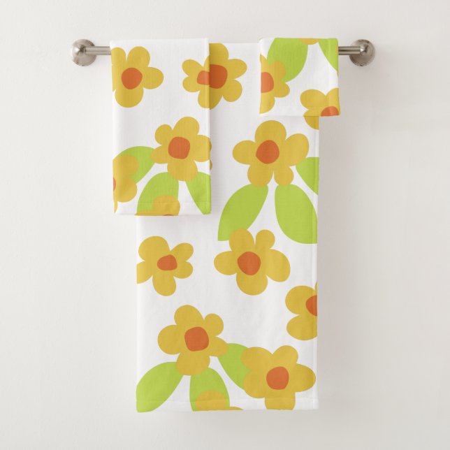 retro mod 60s 70s bath towel set (Insitu)