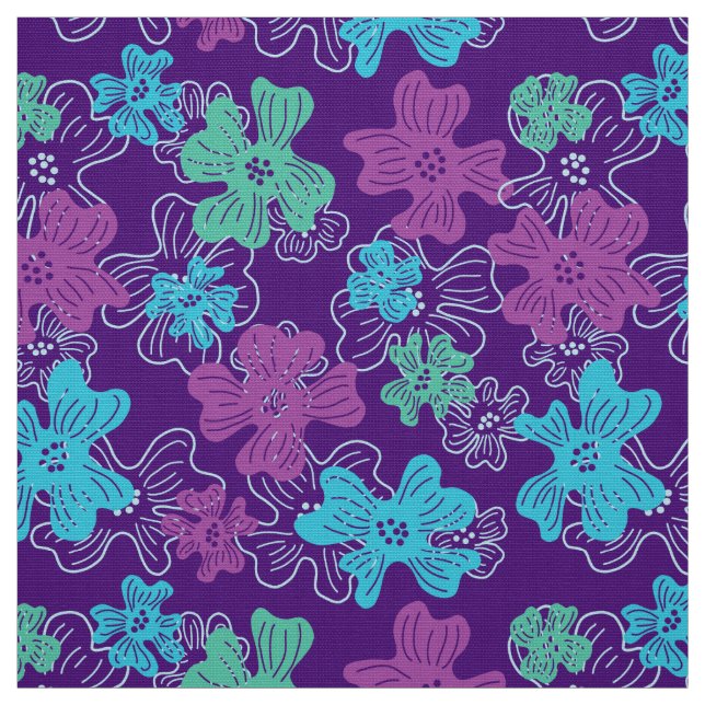 retro mod 60s 70s flower fabric pattern (Swatch)