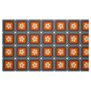 retro mod 60s 70s flower fabric pattern