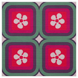 retro mod 60s 70s flower fabric pattern