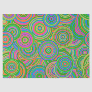 Retro mod abstract circles,Green and Orange-red Tissue Paper