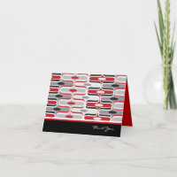 Retro Mod Art Deco Zig Zag Funky Pattern Red Black