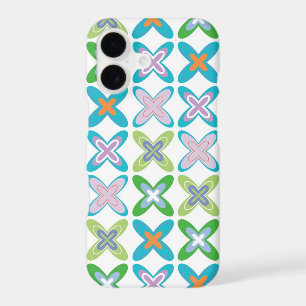 Retro Mod Art Funky Teal Blue Purple Cross Pattern