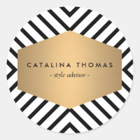 Retro Mod Black and White Pattern with Gold Emblem