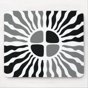 Retro Mod Black and White Sunburst Geometric Mouse Mat