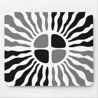 Retro Mod Black and White Sunburst Geometric Mouse Mat