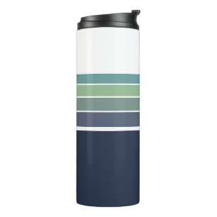 Retro/Mod Blue and Green Striped Thermal Tumbler