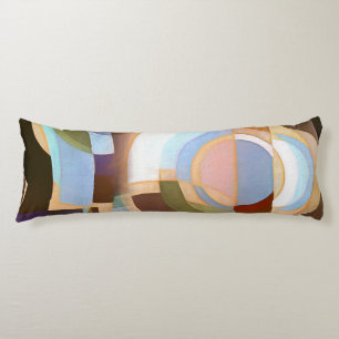 Retro Mod Brown and Blue Grapic Circle Pattern Body Cushion