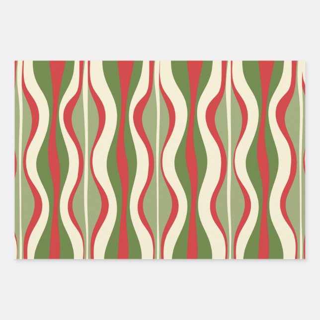 Retro Mod Christmas Hourglass Patterns Wrapping Paper Sheet (Front)