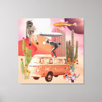 Retro Mod Collage Icons Desert Spaceman