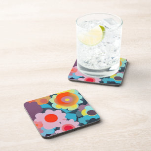 Retro mod flowers coaster
