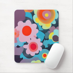 Retro mod flowers  mouse mat