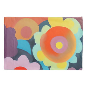 Retro mod flowers  pillowcase