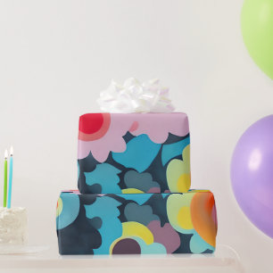 Retro mod flowers wrapping paper