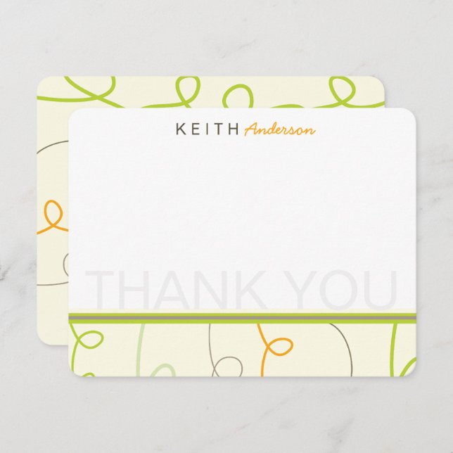 Retro Mod Fun Scribbles Children Kids Birthday Thank You Card (Front/Back)