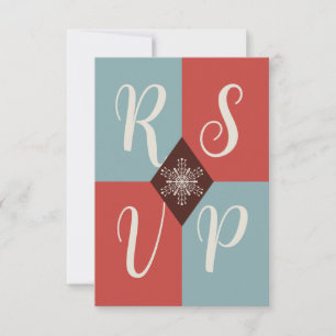Retro Mod Geometric Christmas RSVP Card