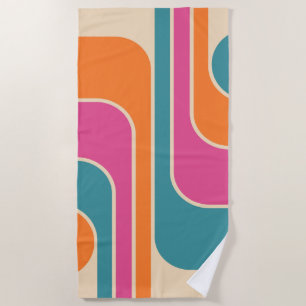 Retro Mod Geometric Design Beach Towel
