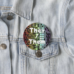 Retro Mod Geometric Groovy Funky Neurogender Pride 7.5 Cm Round Badge