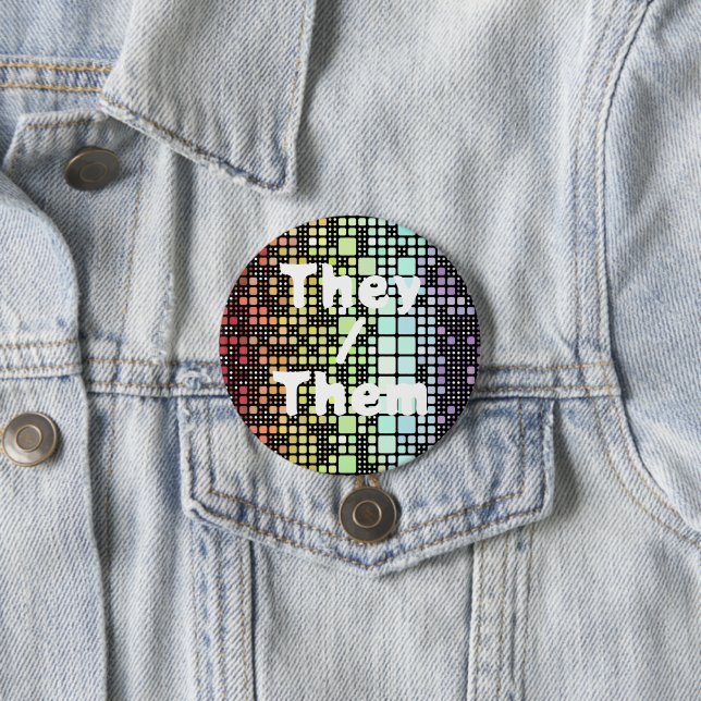 Retro Mod Geometric Groovy Funky Neurogender Pride 7.5 Cm Round Badge (In Situ)