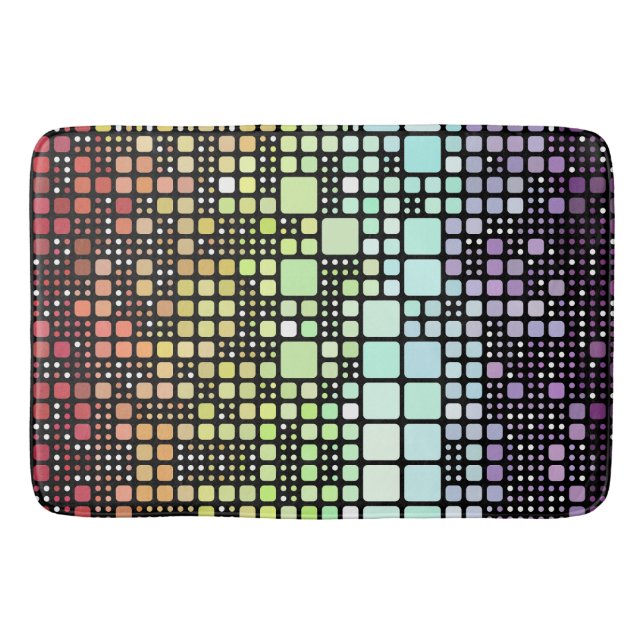 Retro Mod Geometric Groovy Funky Neurogender Pride Bath Mat (Front)